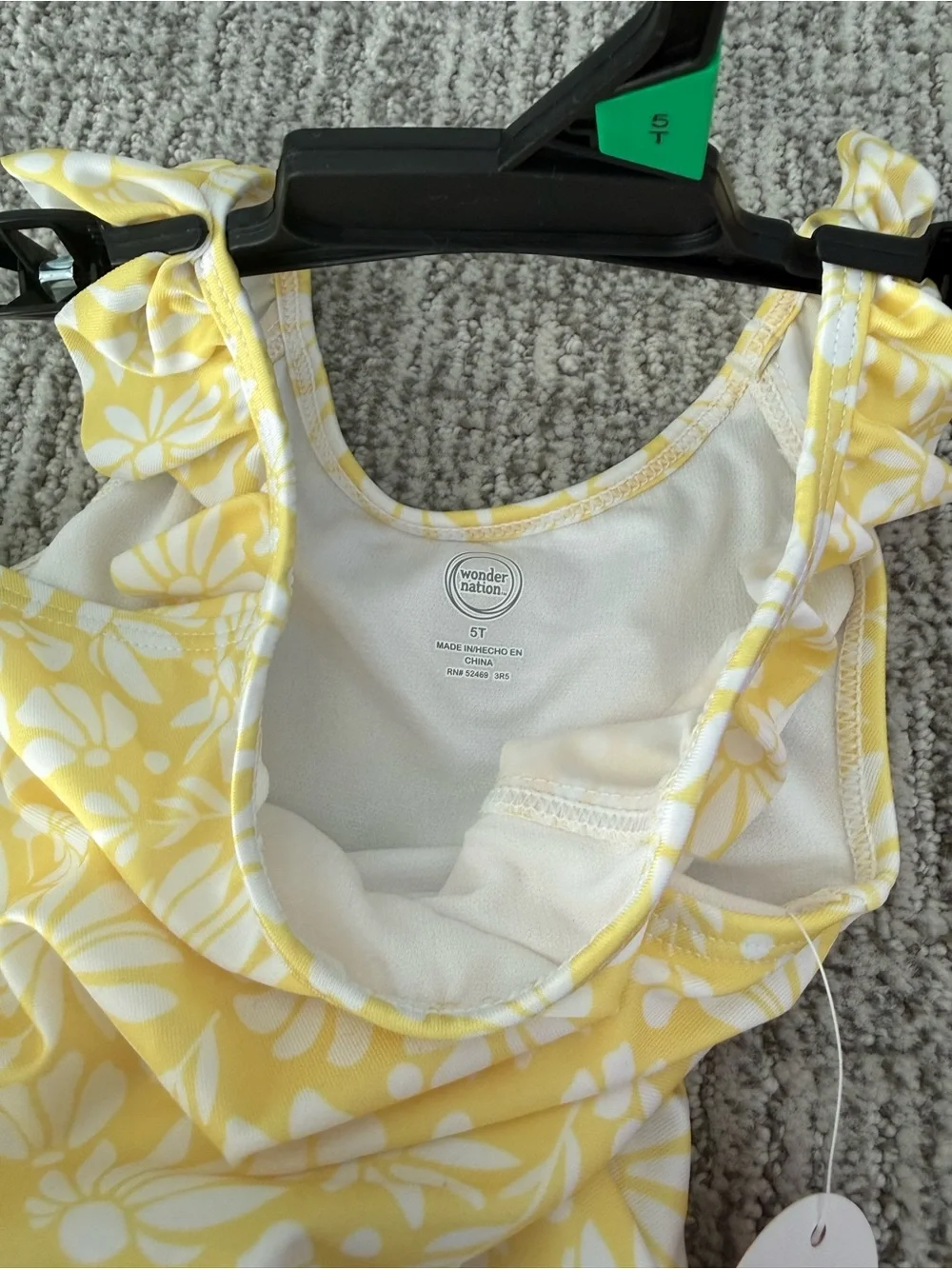 wonder nation Ruffled Tank Two- Piece Swimsuits - Yellow Floral & Hot Pink